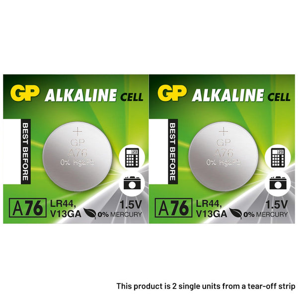 LR44 Alkaline Cell Batteries, 2 Pack, SKU000001