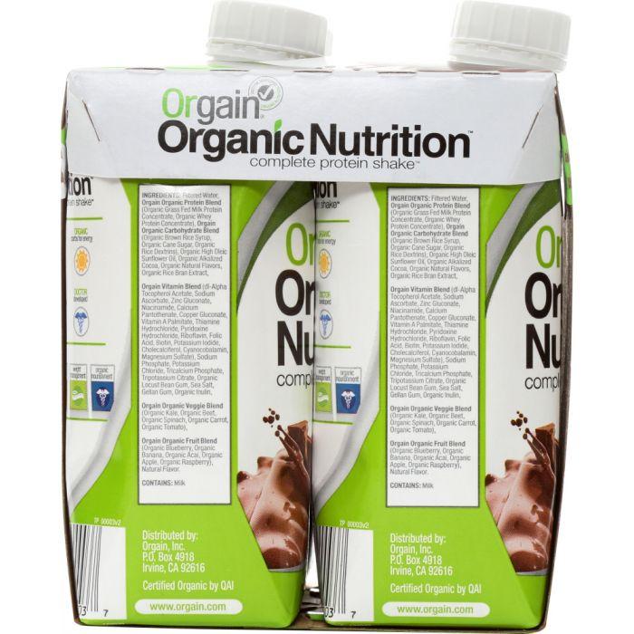 ORGAIN: Organic Nutritional Shake Creamy Chocolate Fudge 4 count, 44 oz, Grocery