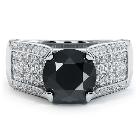 8.18 Carat Certified Natural Black Diamond Engagement Ring 14K Rose Gold