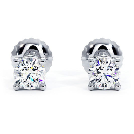 5.00ctw round brilliant diamond studs earrings basket set in 14k white gold  – Liori Diamonds