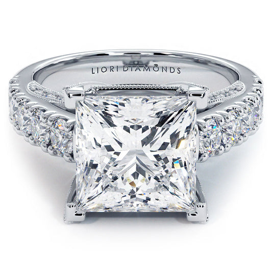 Petite Princess Diamond Bridge Engagement Ring by MDC Diamonds | White