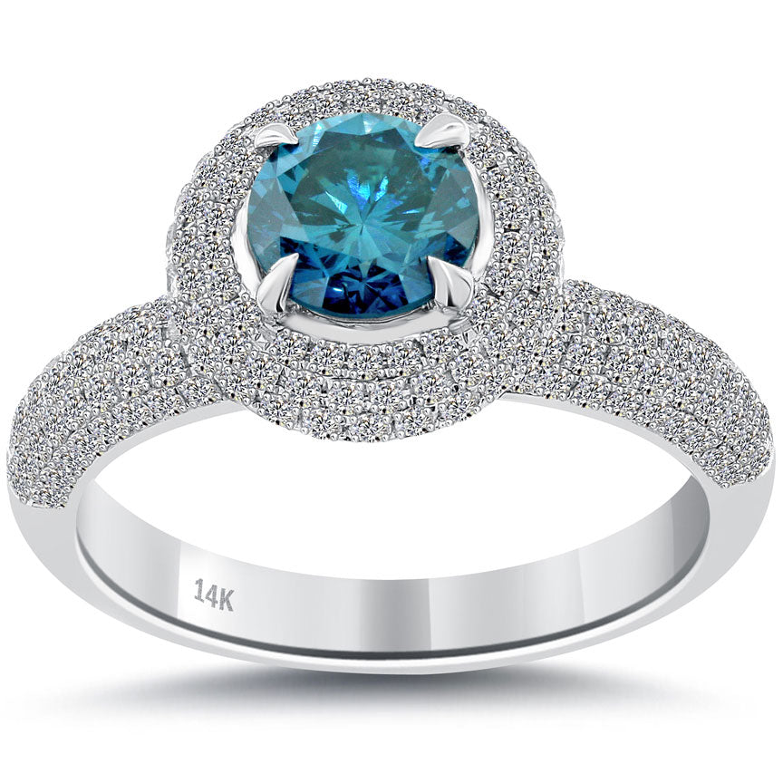 Small Fancy Blue Diamond Engagement Ring In White Gold – Liori