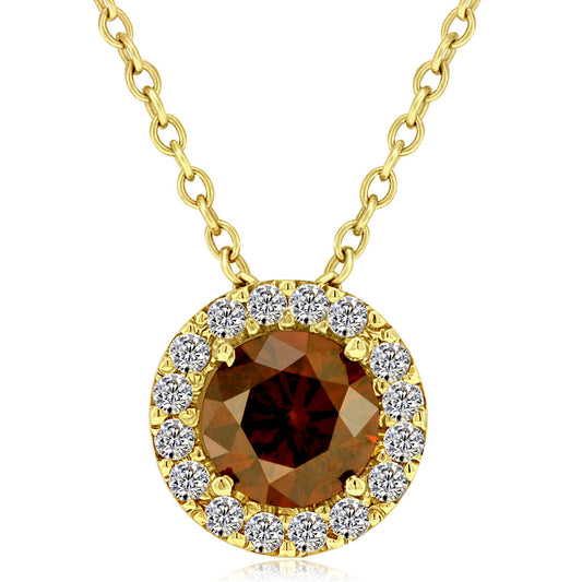 3/8ct Round Brilliant Fancy Pink Bare Diamond Solitaire Necklace