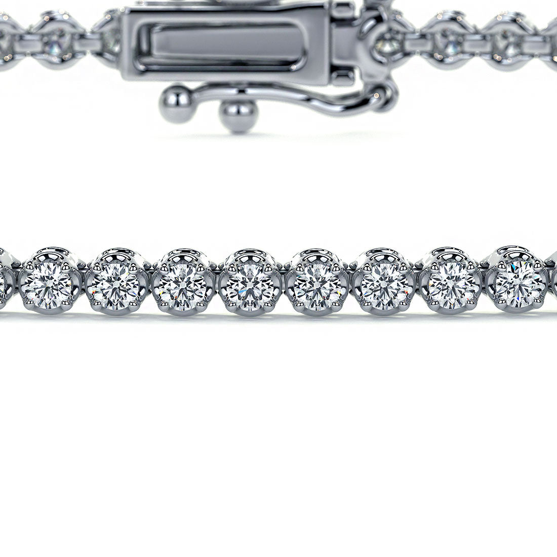 1.00ctw Round Brilliant Buttercup Diamond Eternity Tennis Bracelet set in  14k White Gold