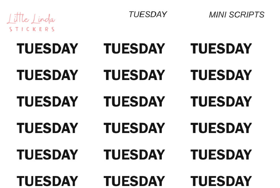 Mini Days of the Week - Font 4 – Little Linda Stickers