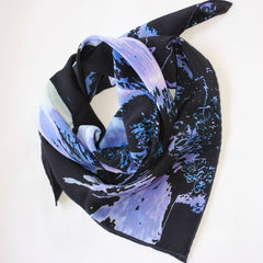Louis Jane wild bounty small square scarf periwinkle blue, tied