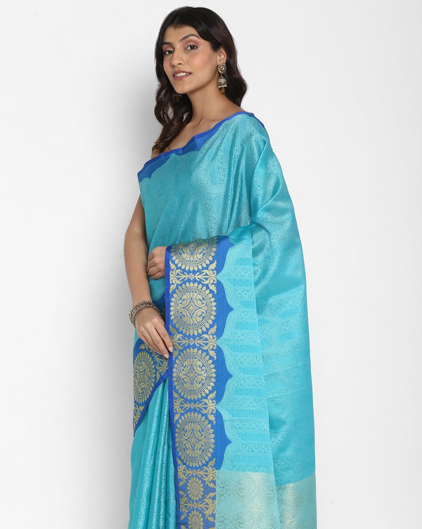 Stunning Look Banarasi Silk Tanchoi Saree with self weaving allover -Style  Array