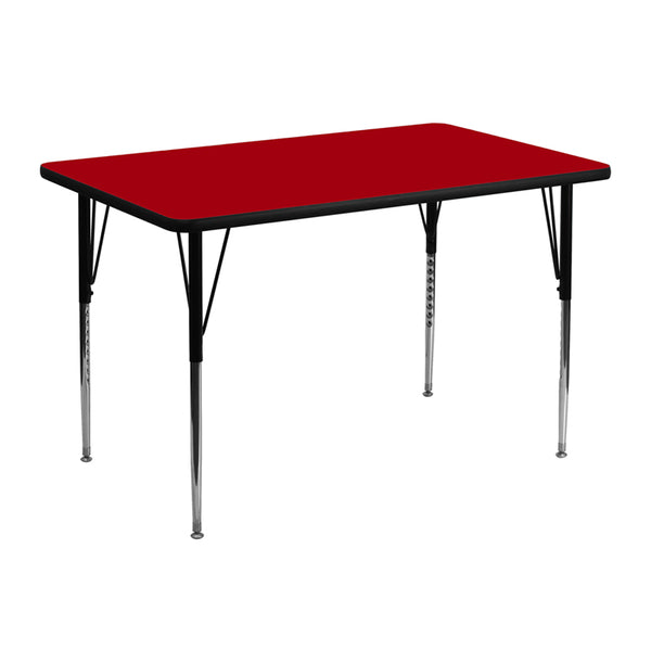 30''W x 48''L Rectangular Activity Table with Red Thermal Fused Laminate Top and