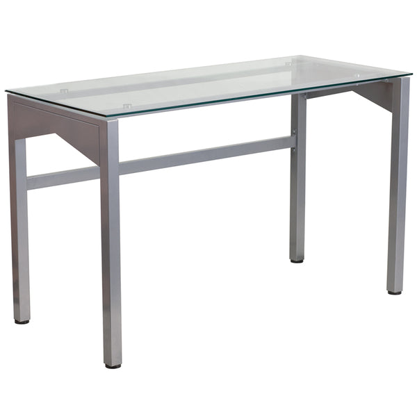 Contemporary Desk with Clear Tempered Glass Top [NAN-YLCD1219-GG]