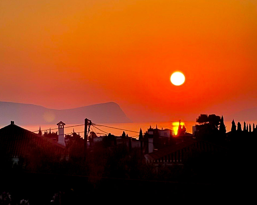 The sunset view from Spetses, Greece