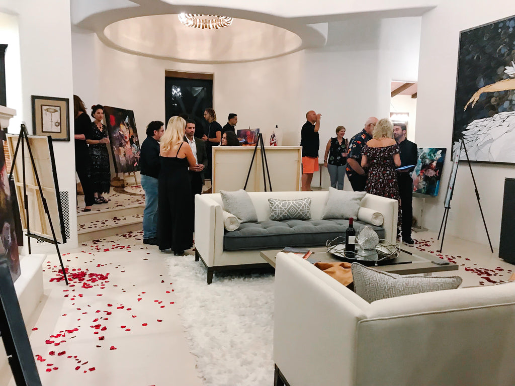 red rose petal catastrophe at the Milan Art - Art Show in Scottsdale, Arizona