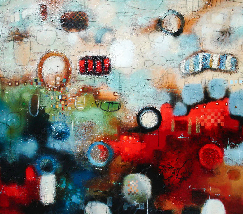"Traffic" - Mixed Media Oil Painting by Artist Couple Elli and John Milan