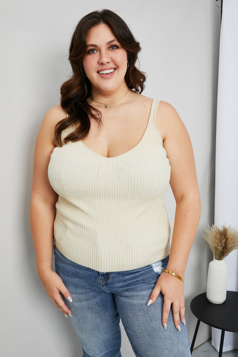 ee:some Full Size Ribbed Scoop Neck Tank