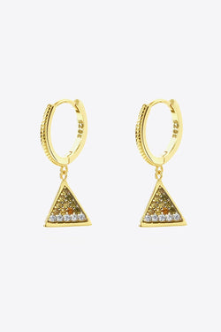 18K Gold Plated Cubic Zirconia Triangle Drop Earrings