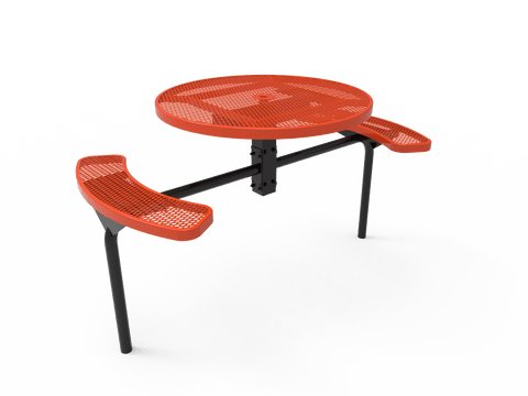 Red MyTCoat Nexus Round Picnic Table 2 Seat Accessible Inground Mount Studio Image