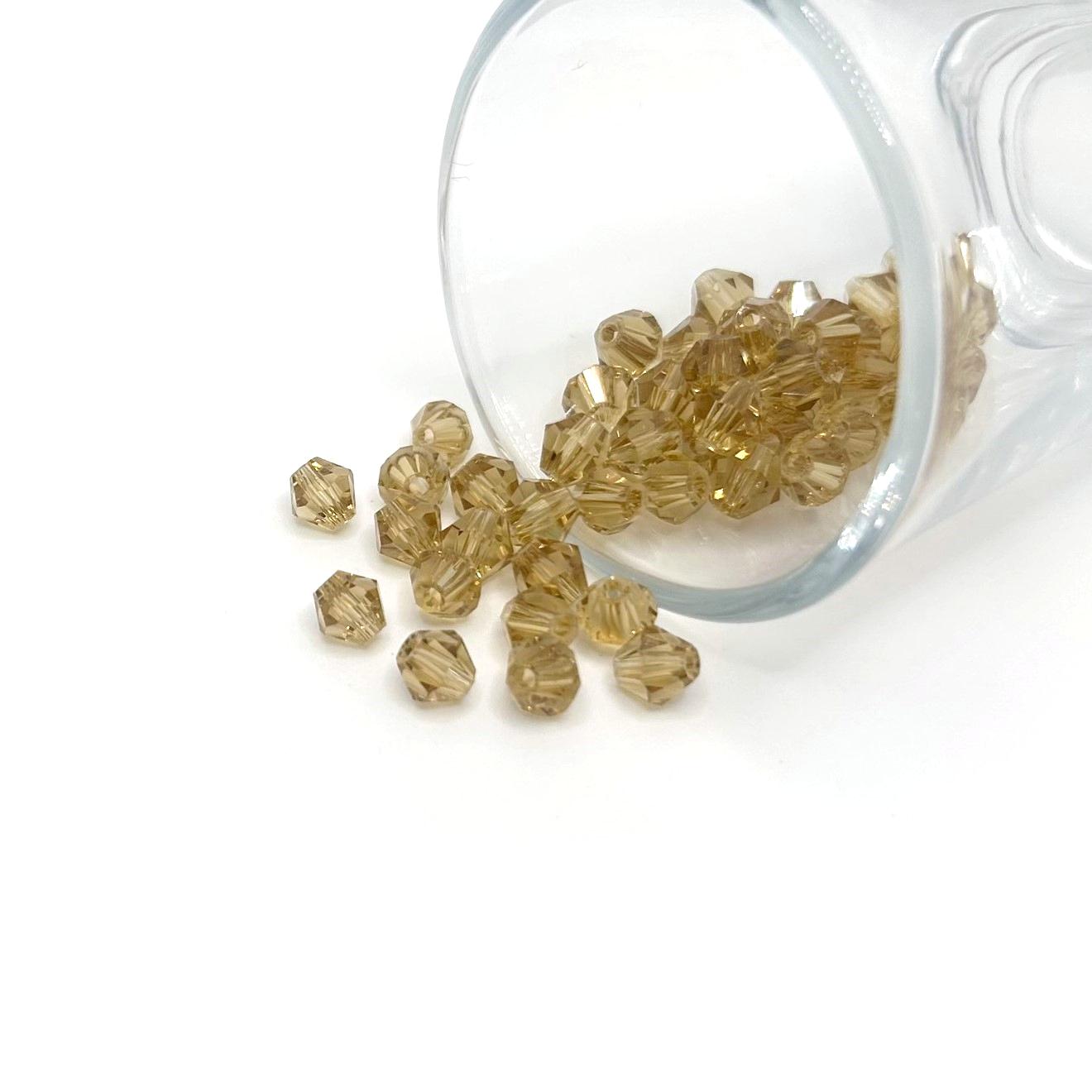 6x6mm Brown Bicone Beads, Imitation Crystal, Grade AA