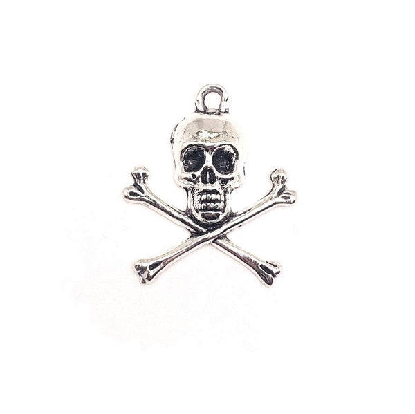 4, 20 or 50 Pieces: Silver Round Skull Pendant Charms – Guerrilla Charm