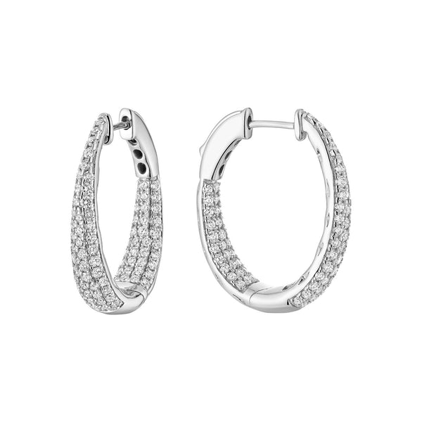 14K Yellow Gold 1.0 ct. Diamonds V Shape Inside Out Hoop Earrings -  EG776-1W4Y