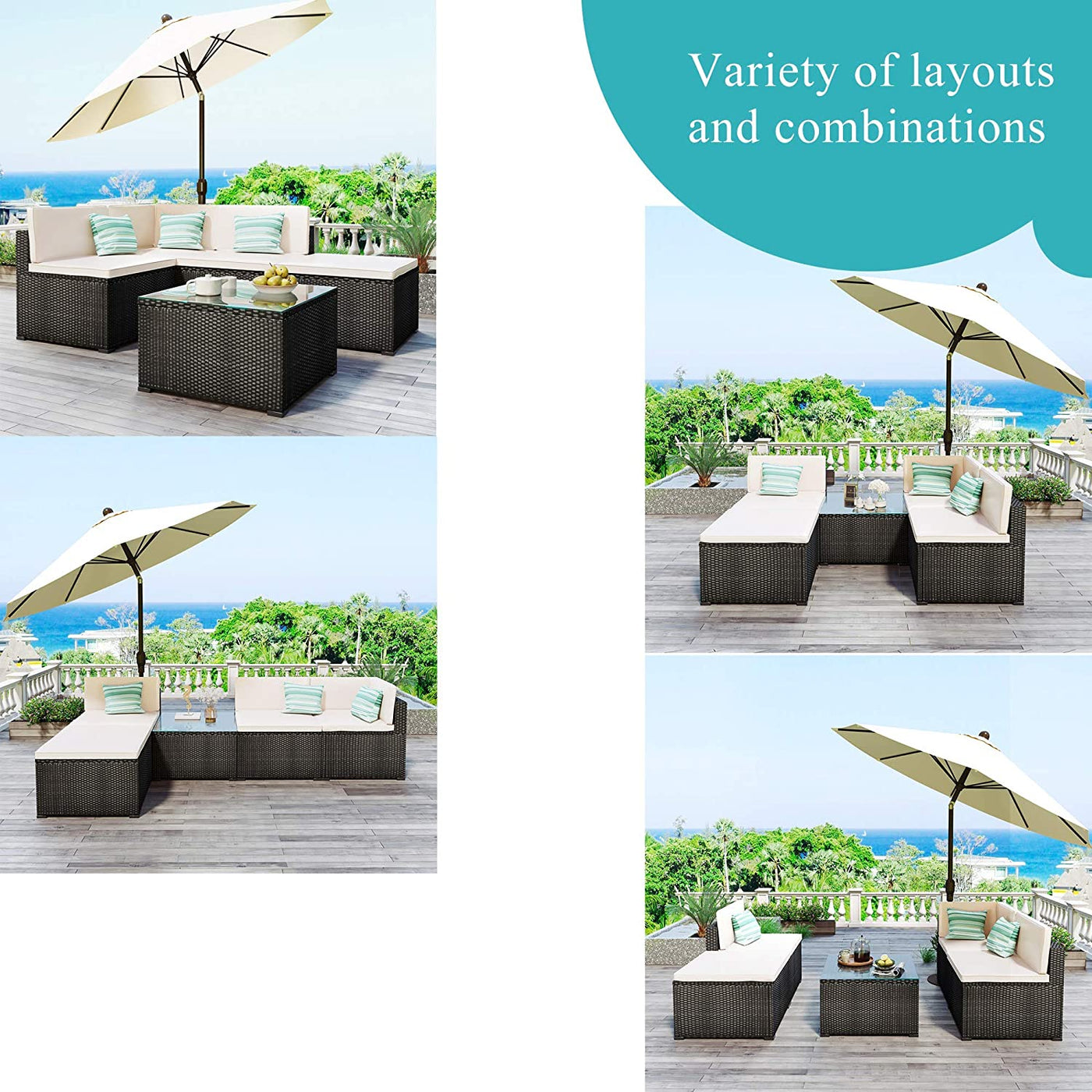 Buy Now - 5-Piece: Patio Rattan PE Wicker Furniture Corner Sofa Set I Aftya Deals