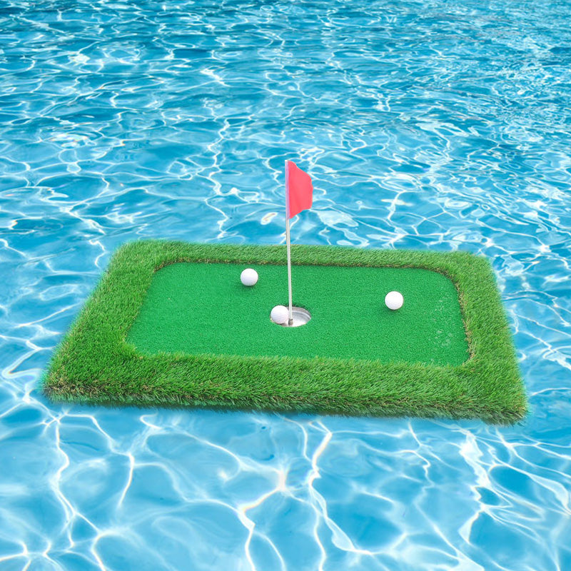 Golf Floating Green is fun for the whole family Get a head start on your next round with Golf Floating Green! When you're ready to be in the water, just put on the little green floating around your body.