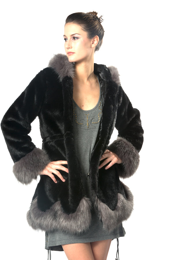 Luxury Faux Fur Jacket Long Sleeves Faux Fur Coat Plus Size