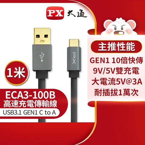【PX 大通】ECA3-100B Type-C 傳輸線 | 快速充電線
