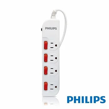 延長線推薦 | 【Philips 飛利浦】過載防護型 4開4插3孔延長線