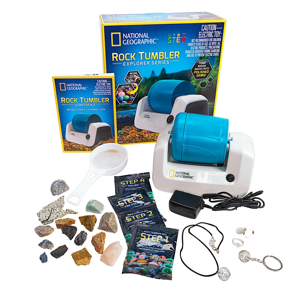 Rock Polisher with Rough Gemstones Rock Tumbler Kit Great Science