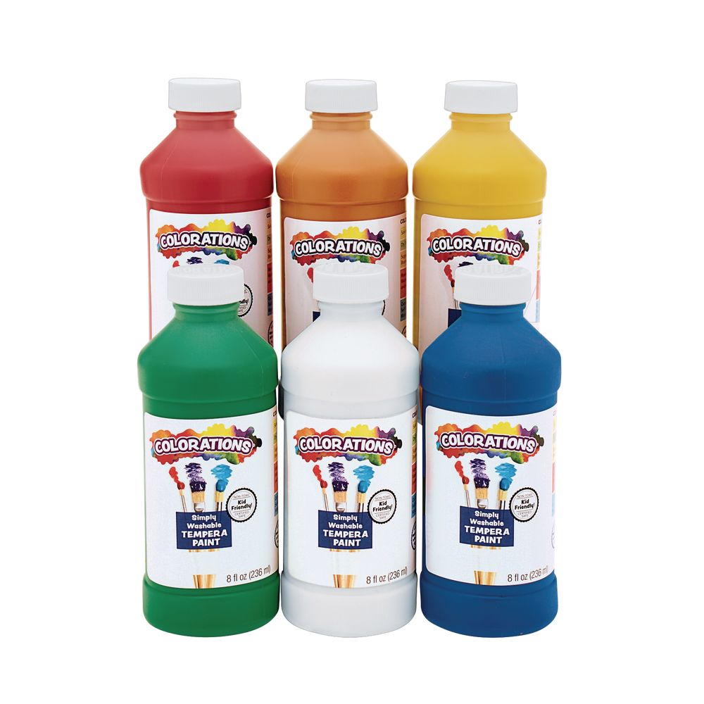 10 Color Tempera Paint, 8 oz Bottles Washable Paint for Kids, Made in USA