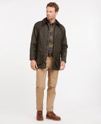 Image of a male model in Barbour Classic Beadnell Wax Jacket