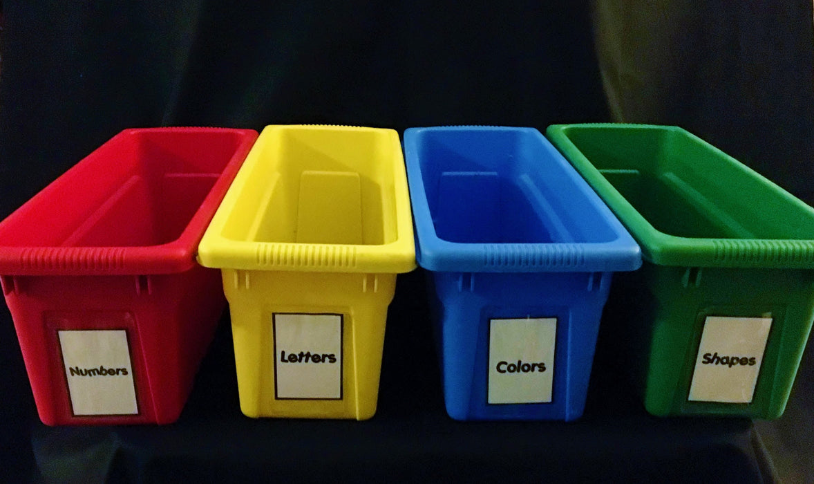 1. Color-coded storage bins - wide 2