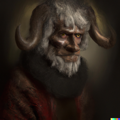 Krampus in a Rembrandt Style Painting Artwork