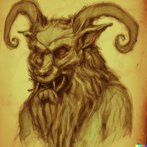 Krampus Artwork in the Style of Leonardo Da Vinci