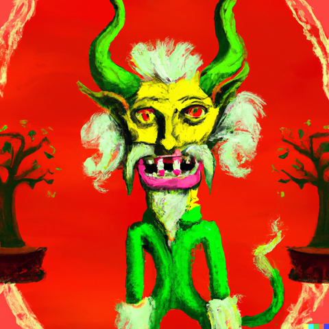 Krampus in the Style of Salvador Dali 
