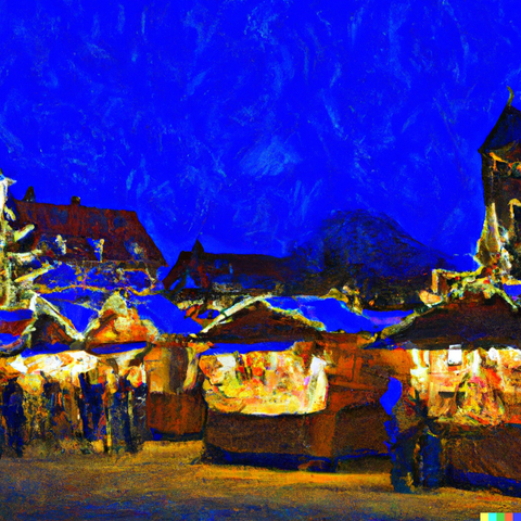 Traditional German Christmas Market Painting