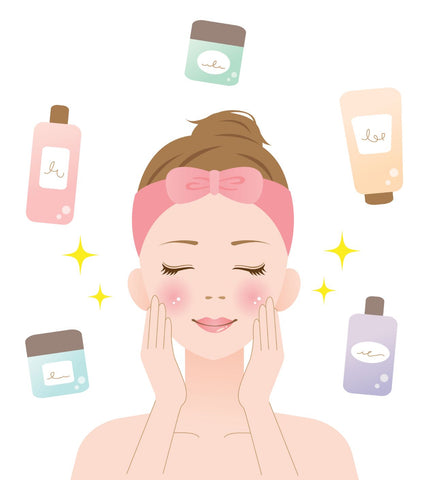 Graphic of female with different lotions and serums