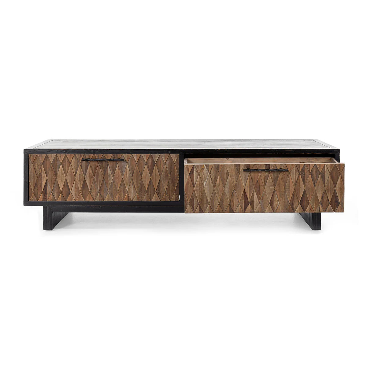 Anton 4Dwr Rectangle Coffee Table in Black/Natural with Solid Wood Construction