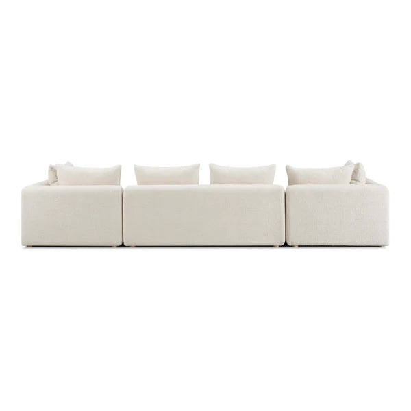 145" Long Sofa in Heavy Textured Fabric for Hangover Cream