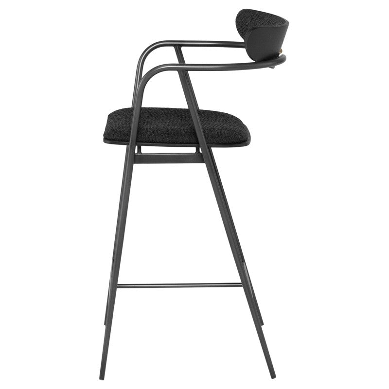 Gianni Counter Stool Activated Charcoal Leather/Black Steel 21.5″ - Be Bold Furniture