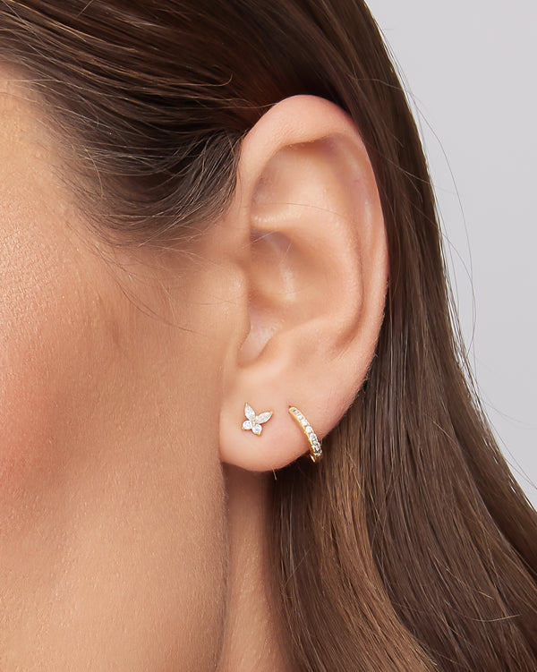 Jewlry Goldgold Plated Clover Stud Earrings - Rhinestone Zircon