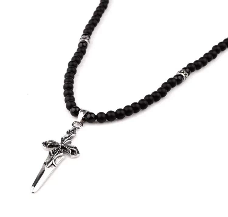 Handmade Cross Pendant Onyx Necklace – Birrani