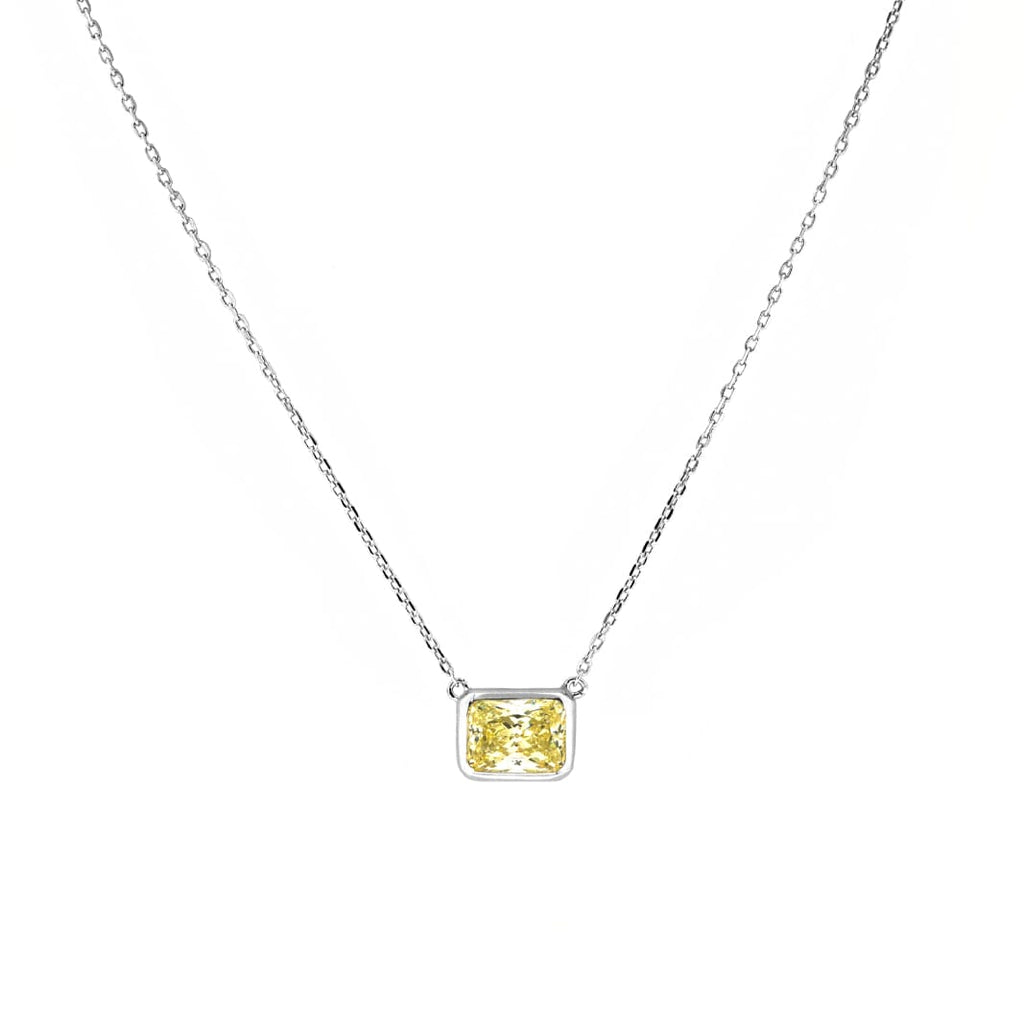 bezel set emerald cut necklace