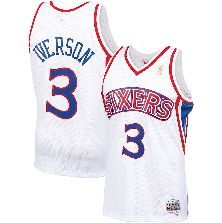 Iverson Sixers Jersey Women Large Hardwood Classics Mitchell Ness NBA  Swingman