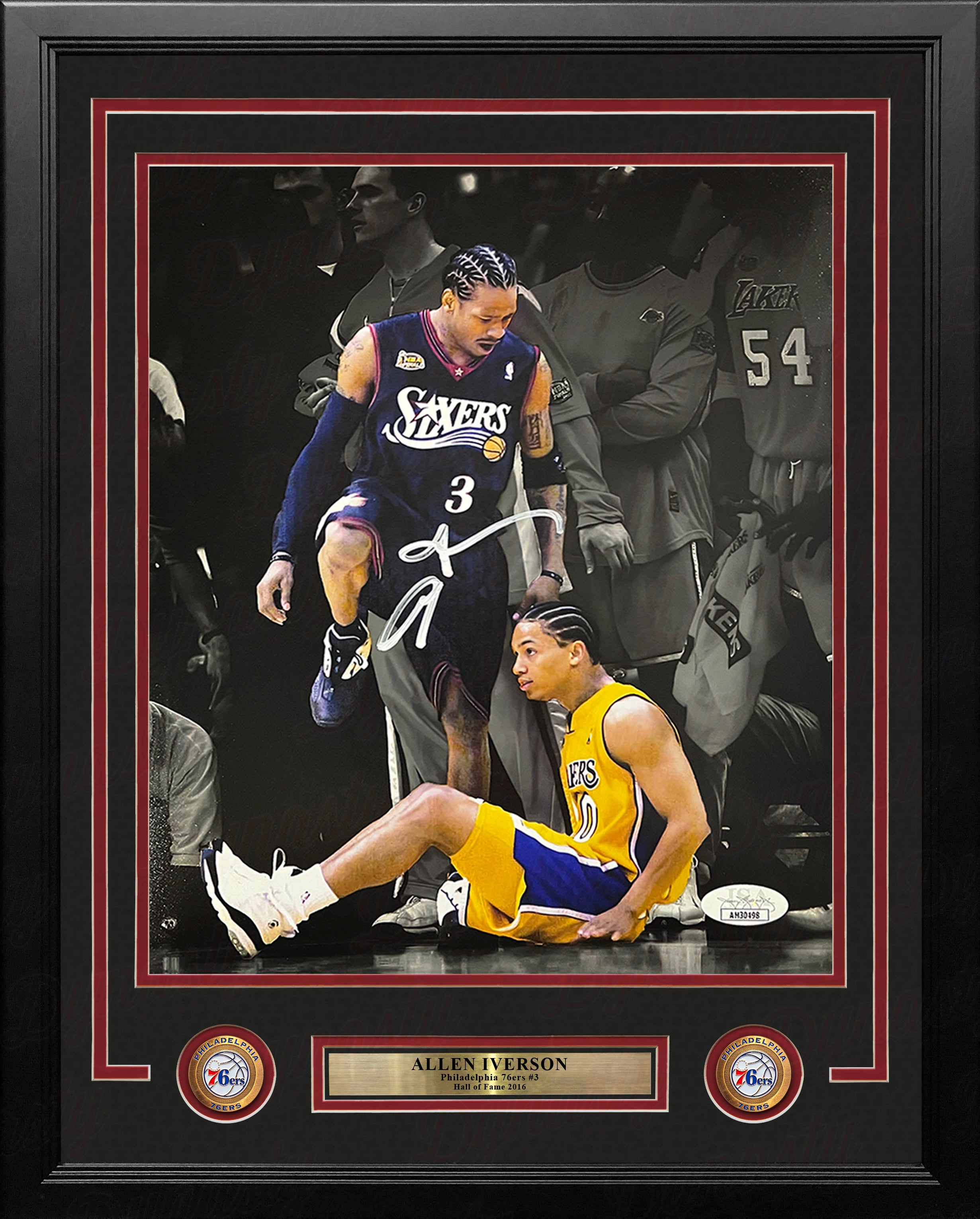 Allen Iverson v. Kobe Bryant Philadelphia 76ers Autographed Framed  Basketball Photo