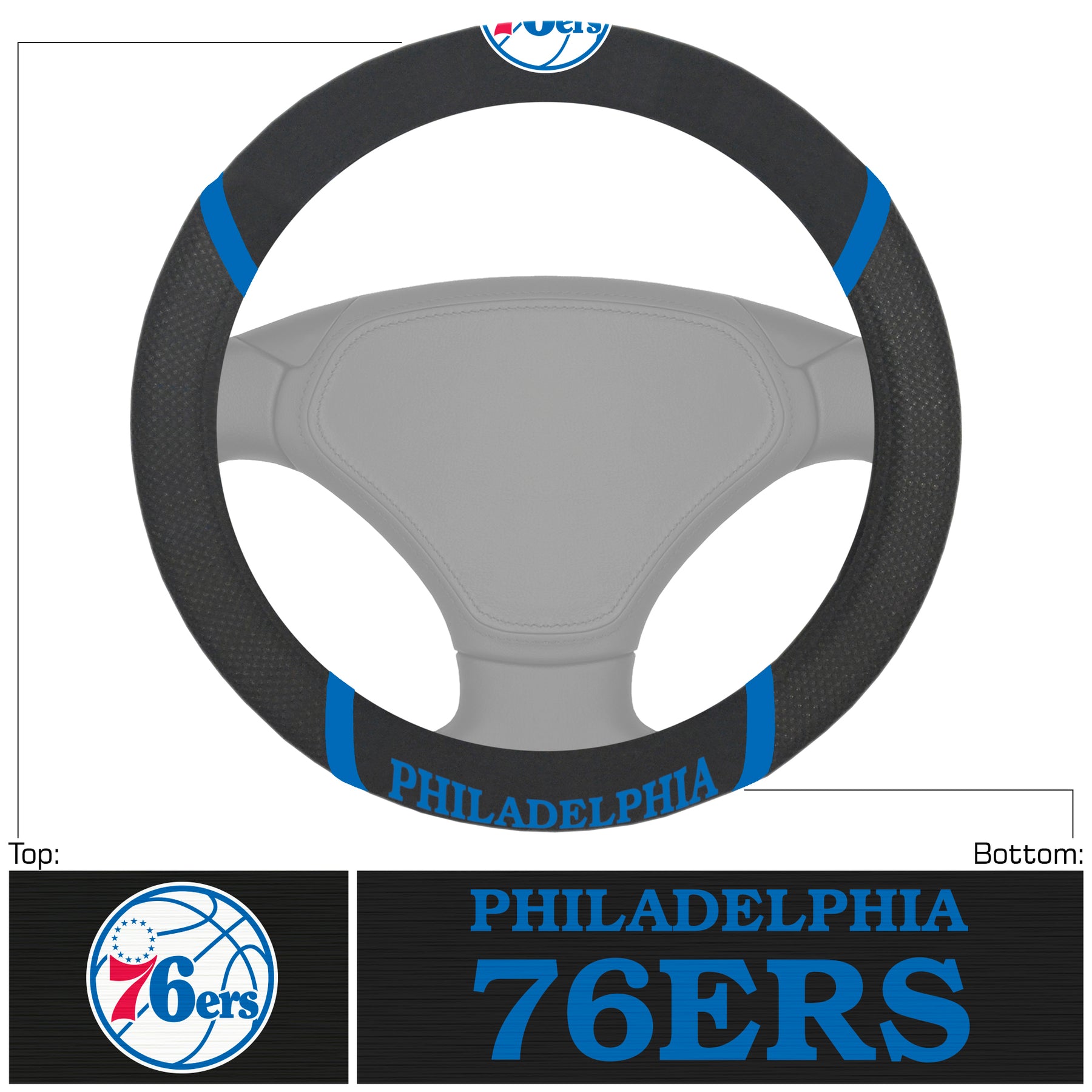 Philadelphia 76ers Deluxe Basketball Steering Wheel Cover Dynasty Sports Framing