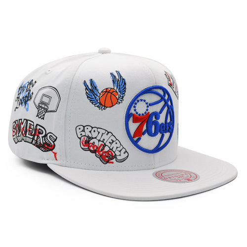 Men's Philadelphia 76ers Mitchell & Ness Cream Hardwood Classics Natural XL Snapback  Hat