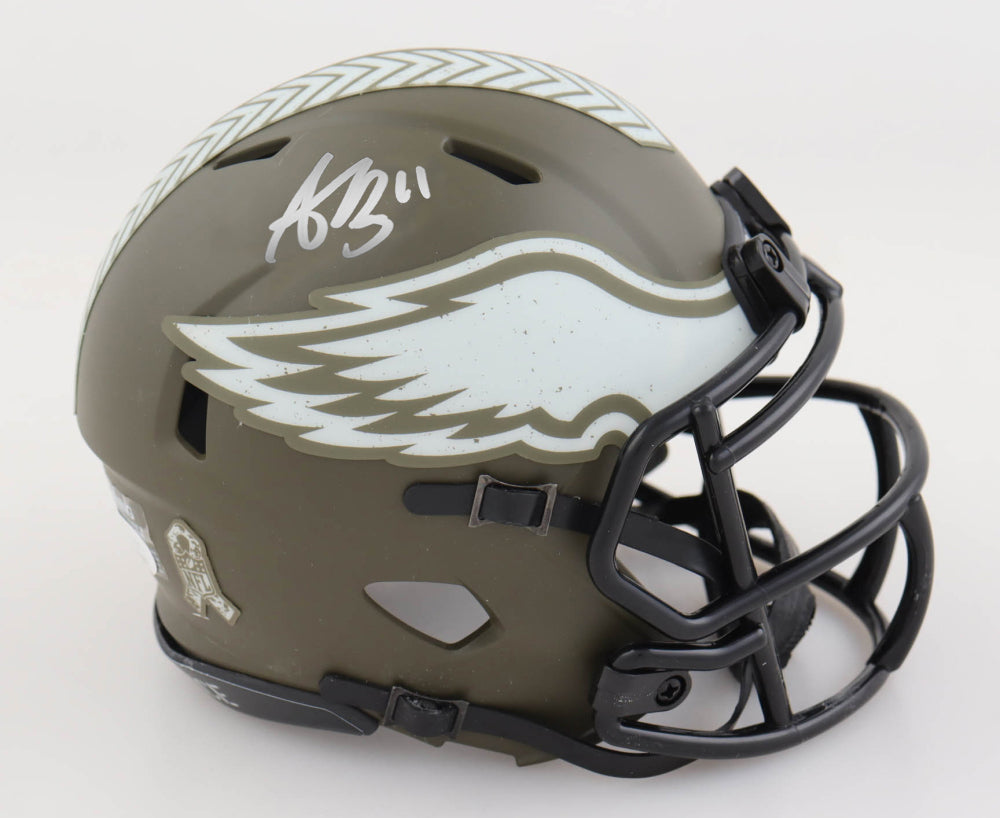 A.J. Brown Autographed Eagles Salute to Service Speed Mini Helmet
