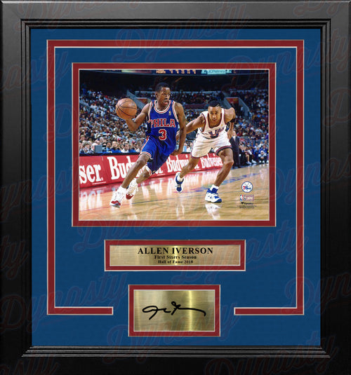 Allen Iverson Signed Framed 8x10 Philadelphia 76ers Step Over Photo PS –  Super Sports Center