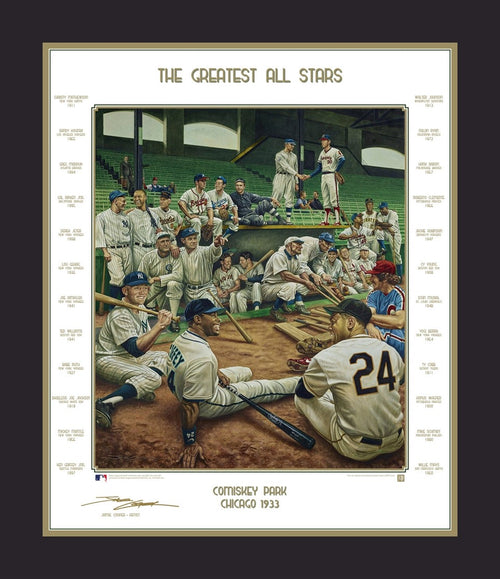 New York Yankees Dream Scene Framed and Matted Lithograph Artwork Print by  Artist Jamie Cooper - Black Frame w/ Navy Matting