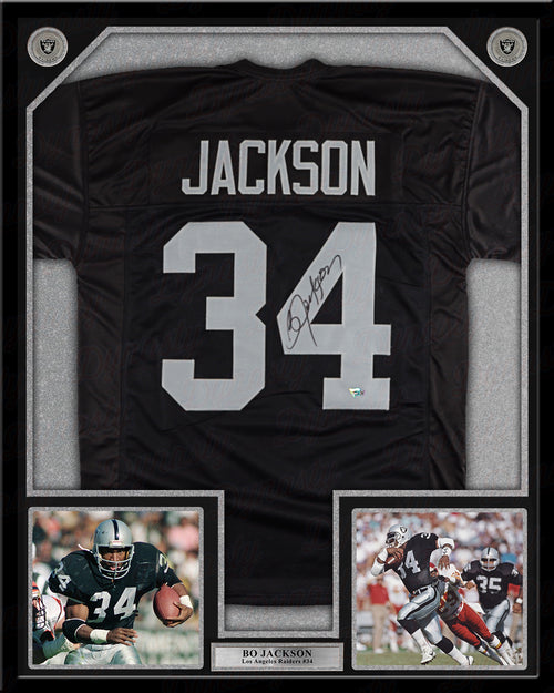 Bo Jackson Autographed and Framed Black Raiders Jersey